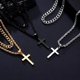 thumbnail image 5 of Collar Ursteel con forma de cruz en capas de acero inoxidable negro, 5 of 7