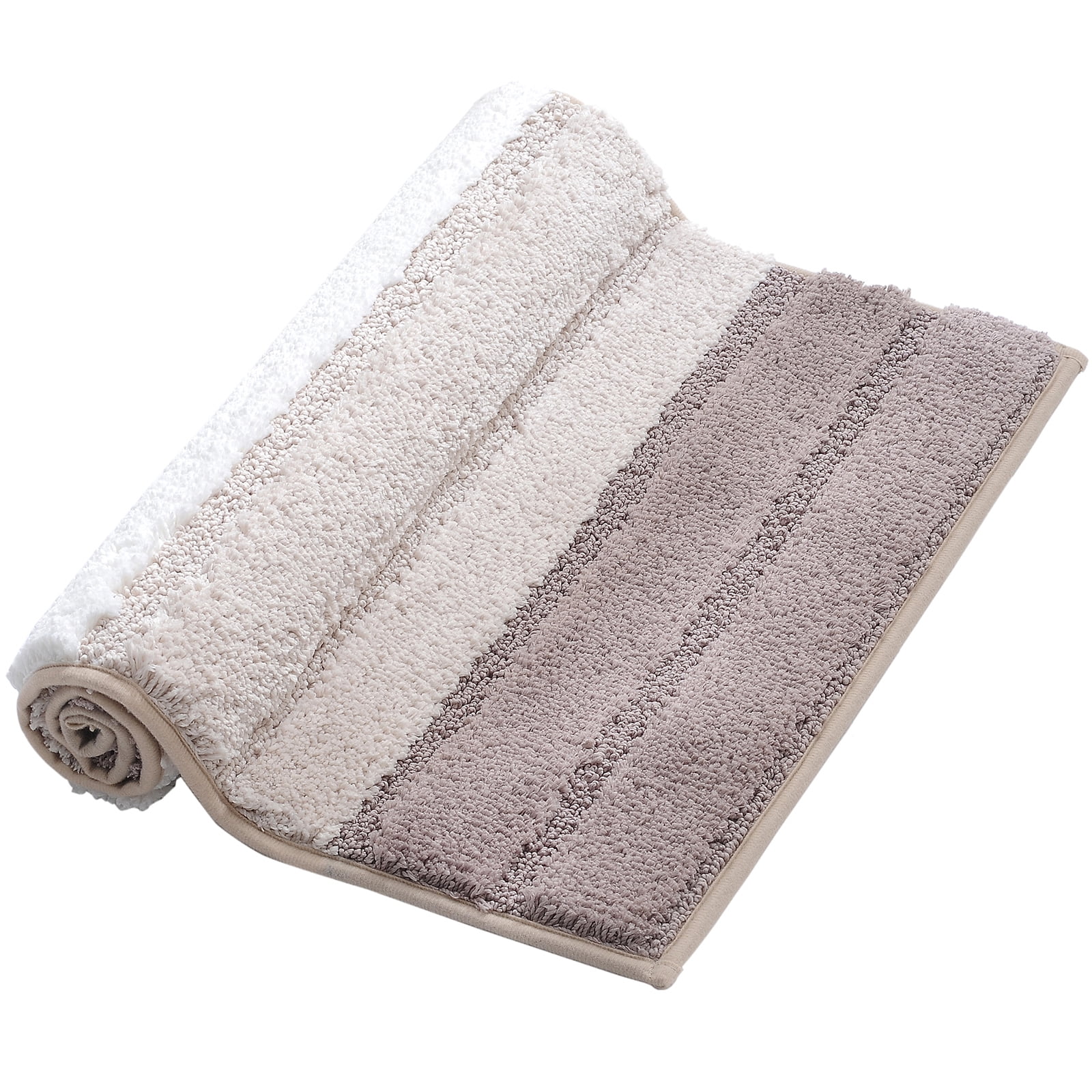 Striped Bathroom Rug Gradient Bath Mat Non-Slip Door Mats Soft Shaggy Thick Bath Rugs Absorbent machine washable Floor Mats for Bath Room, Toilet, Bedroom, Kitchen，18''x 26''，Gray