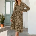 thumbnail image 7 of Wycnly Summer Dresses for Women Beach Party Fashion Elastic Waist Button Down Tunic A Line Long Dresses 2025 Short Sleeve V-Neck Leopard Print Maxi Formal Dress Brown m, 7 of 7