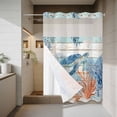 thumbnail image 4 of Sea Turtle Coastal No Hook Shower Curtain with Snap in Liner, Waterproof Fabric Shower Curtains, Summer Beach Coral Nautical Teal Wood Shower Curtain Set Top See Through for Bathroom 48"x72", 4 of 8