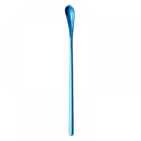 Overfox Japanese Stainless Steel Mixing Spoon Long Handle Dessert Ice Cream Coffee Stirring Spoon Kitchen Flatware Dinnerware, Blue