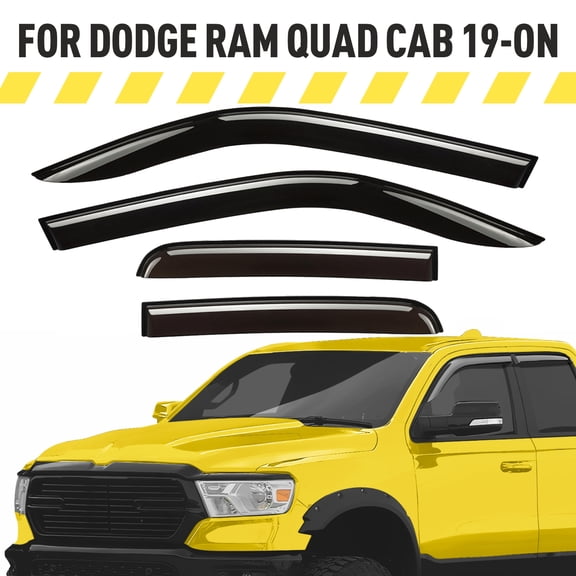 AEROGUYS Tape-On Window Deflectors Extra Durable Window Visors Rain Guards Fit for Dodge Ram 1500 2019-2026 Quad Cab, Sun Visors, Wind Deflectors, Vent Visors, Truck Accessories - 4 pcs. AG0035