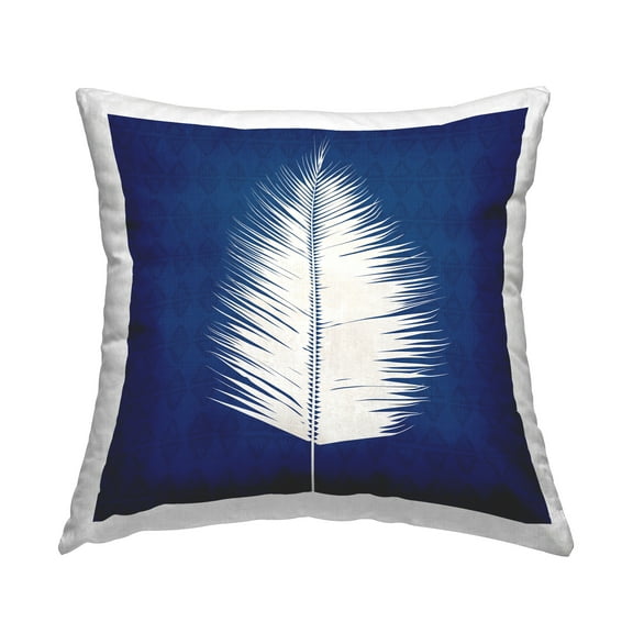 Stupell Industries Abstract Leaf Frond Shape Bold Blue Design by Susan Jill Throw Pillow