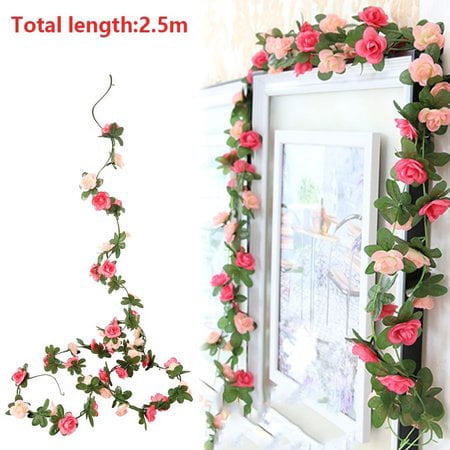 2Pack 8ft Artificial Flower Rose Flower Ivy Vine Hanging Garland Home Hotel Party Garden Wedding silk decor
