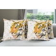 thumbnail image 6 of Ambesonne Animal Throw Pillow Cover 4 Pack, Vector Wildlife Tiger, 16", Orange, 6 of 7