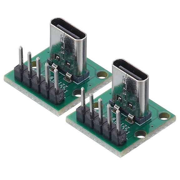 2Pcs Type C 5Pin Female Test Board PCB Board with 5Pin Straight Pin for DIY Electronic Products