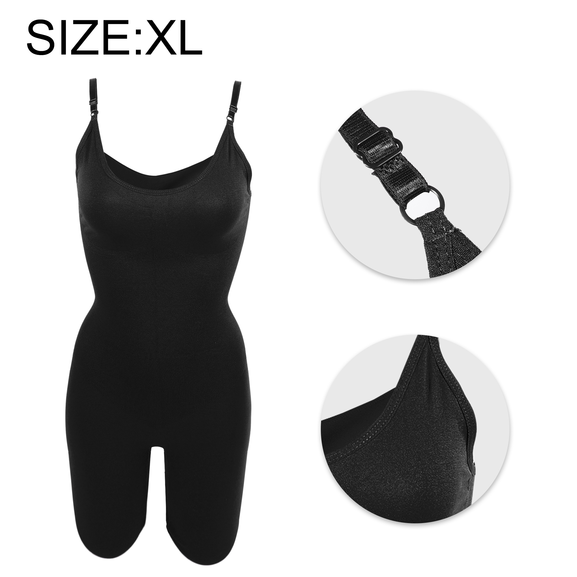 Unique Bargains Women Shapewear Tummy Control Full Bust Body Bodysuit XL Black