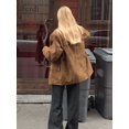 thumbnail image 4 of Chaqueta marrón con bolsillo de solapa para mujer, abrigo corto versátil de manga larga, cálido, ropa de calle alta, Otoño, 2024, 4 of 5