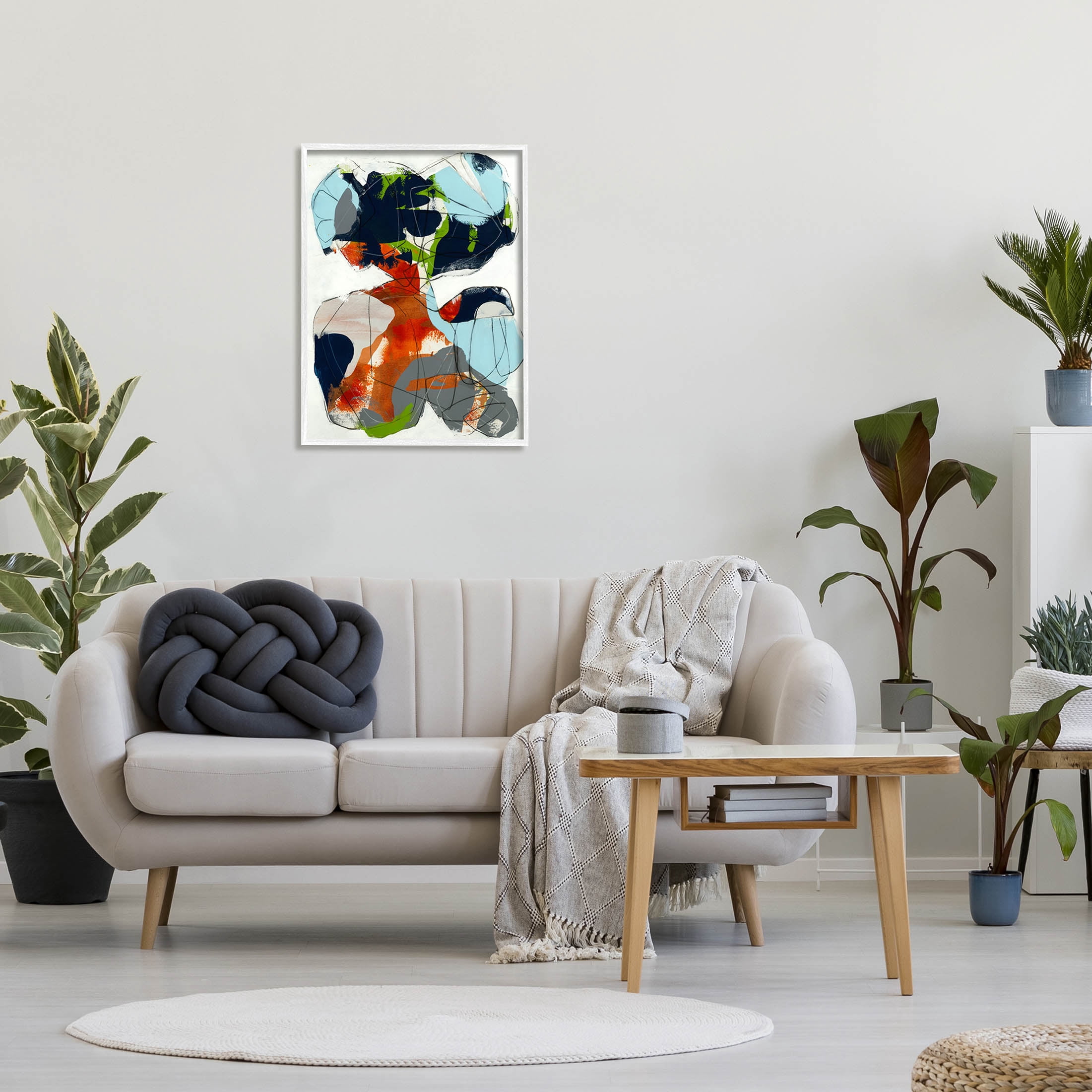 Stupell Industries Bold Asymmetrical Scribble Shapes Graphic Art White Framed Art Print Wall Art, Design by Jeff Jorillo