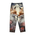thumbnail image 4 of Goofa Romantic Flower Fox Printed Soft Pajama Pants for Women, Wide Leg Comfy Casual Lounge Yoga Pants-Medium, 4 of 9