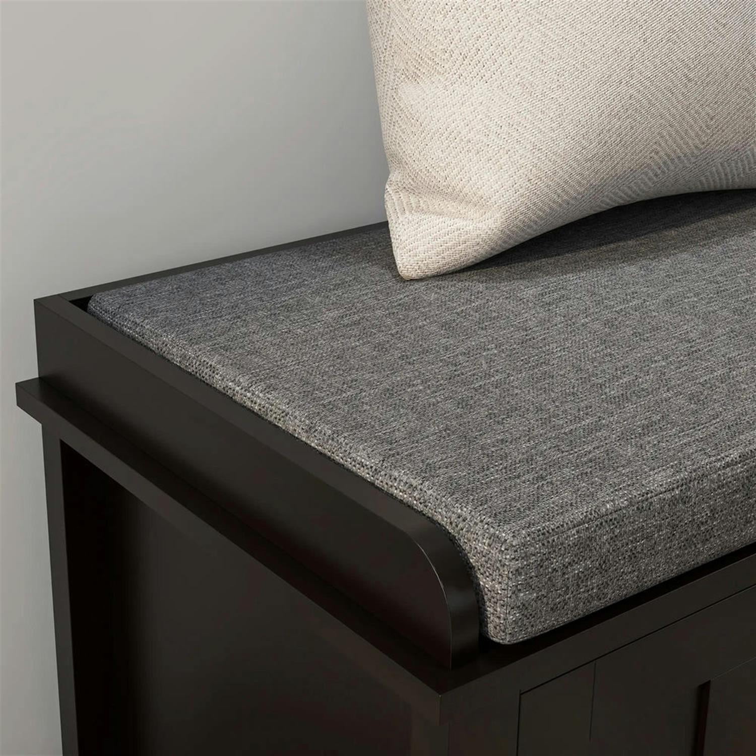 Demi Bonn 44" Modern Storage Ottoman Bench, Entryway Bench with Pillow, 2-Sided Doors, 10 Pairs Capacity for Home Organization, Black