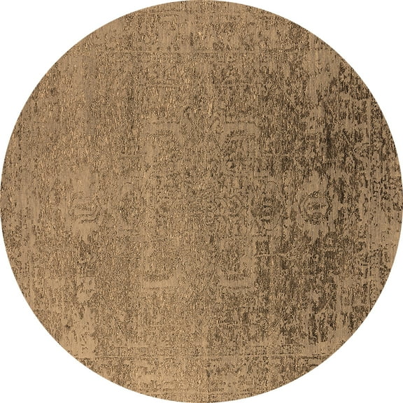 Ahgly Company Indoor Round Oriental Brown Industrial Area Rugs, 3' Round