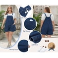 thumbnail image 4 of Agnes Orinda Women's Plus Size Denim Overall Shorts Adjustable Jean Straps Rompers Cropped Jumpsuit with Pocket 2X Dark Blue, 4 of 8