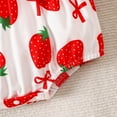 thumbnail image 6 of SUYOLL Toddler Girls Bodysuit Flutter-Sleeve Bowknot Strawberry Prints Romper Bodysuits Headbands Set Fun & Vibrant Designs, 6 of 6