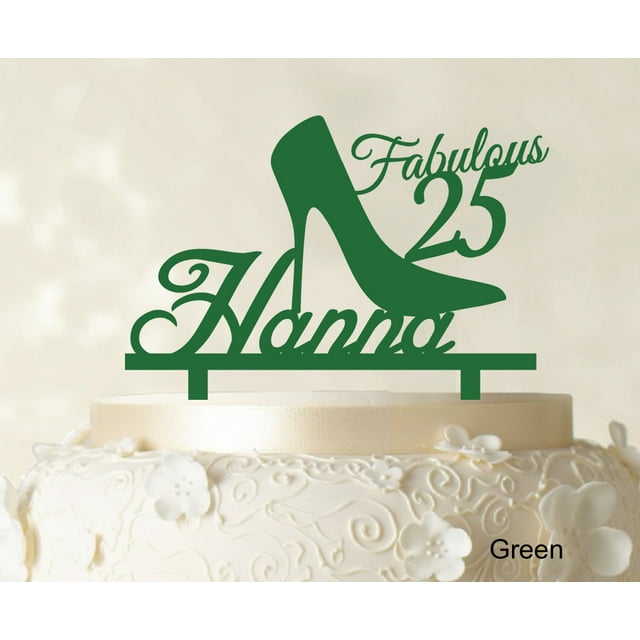 Custom Birthday Cake Topper Personalized Green Cake Topper Color Option Available 5-7 Inches Wide