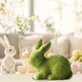thumbnail image 4 of Decoración de conejo de Pascua, conejitos de musgo flocados, decoración primaveral, figuras de conejo de resina para mesa, escritorio, decoraciones de Pascua., 4 of 6