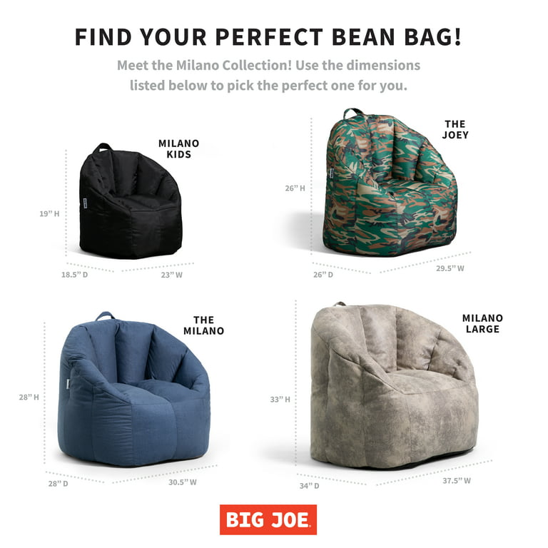 Big Joe Milano Bean Bag Chair, Black