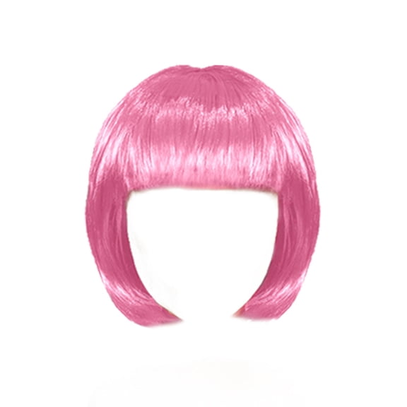 Mictong 10 inch straight Bob wig with bangs, high-quality short straight bangs wig, fashionable Bob wig with bangs, soft high-temperature silk straight hair wig, 1 piece, pink