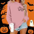 thumbnail image 2 of Halloween Sweatshirt for Women Cozy Autumn Sweatshirt Relaxed Fit Hoodless Pullover for Women Comfort Stylish Casual Wear Season Versatile Layer Pink XL, 2 of 5