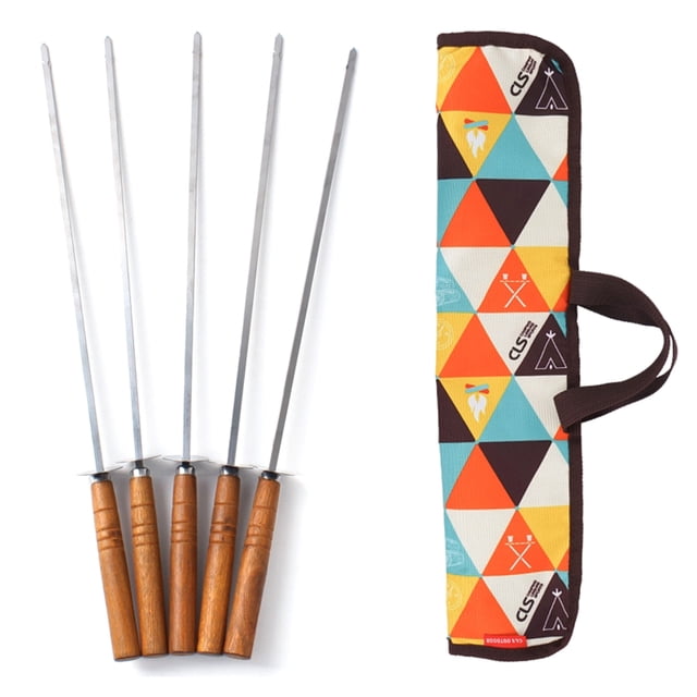Techinal 5 Pcs Fourchettes à Rôtir avec Sac Brochettes de Hot Dog Outil de Barbecue