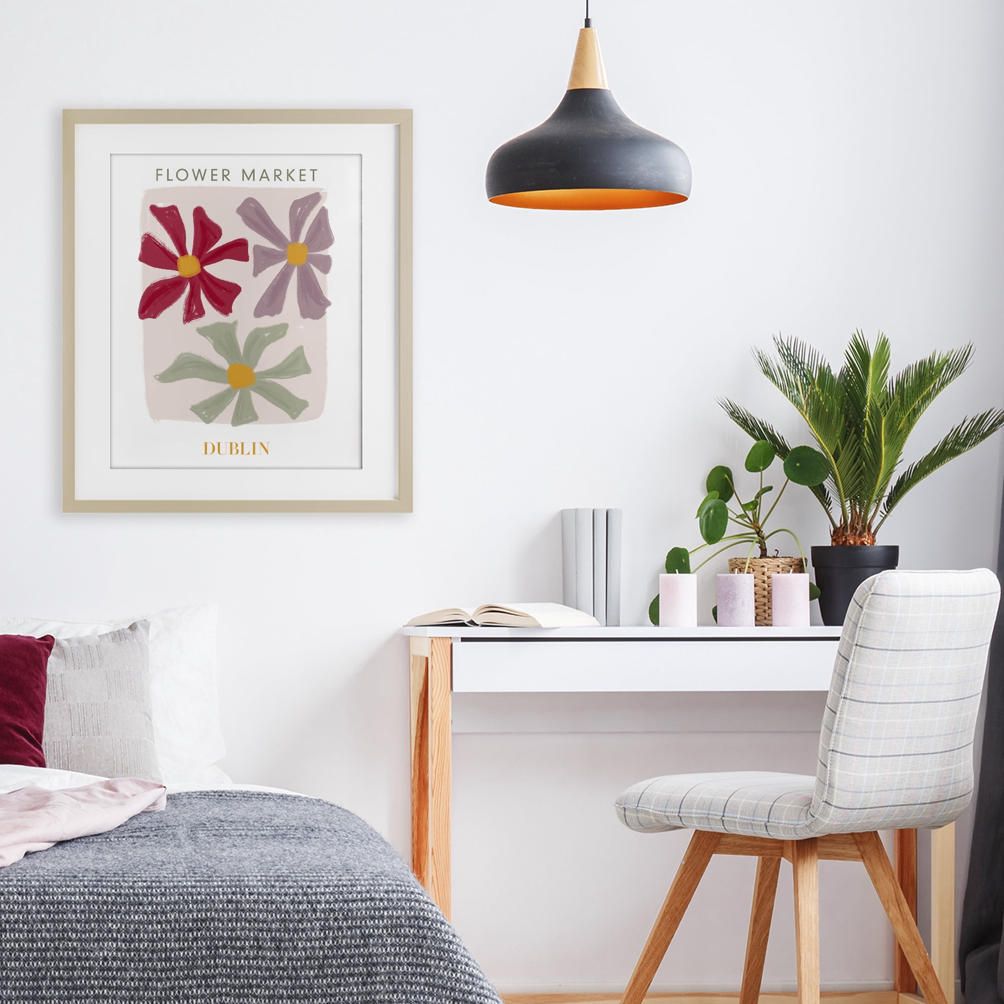 Stupell Industries Muted Dublin Flower Market Birch Framed Print Under Glass, design by Lucille Price