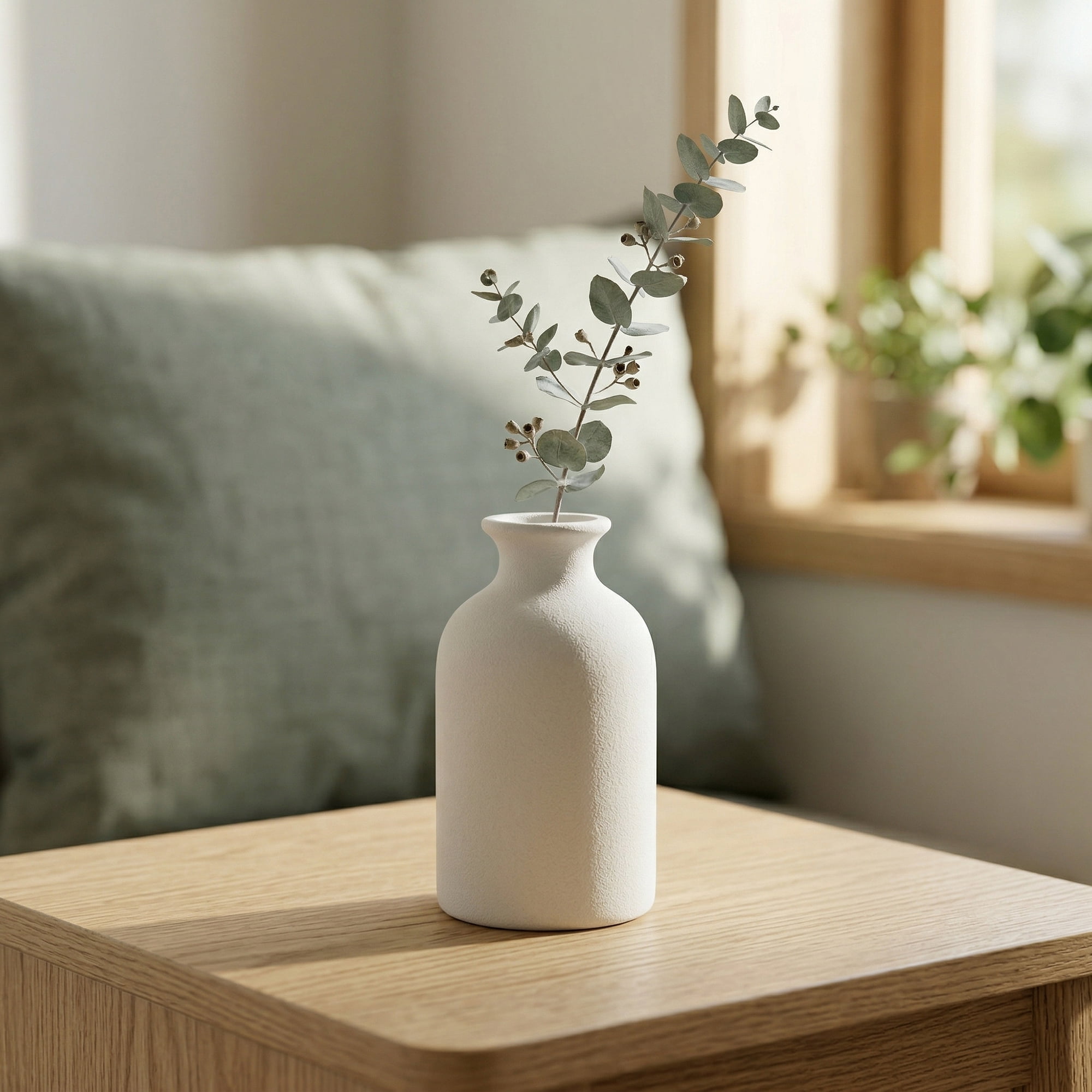Unique Bargains Ceramic Bud Small Decorative Flower Vase Set White 2.7"L x 2.7"W x 4.7"H