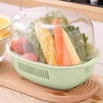 thumbnail image 5 of Green Multi Functional Kitchen Sink Colander Basket With Strainer For Washing Vegetables Fruits And Draining 34X25X12Cm 13.39X9.84X4.72In, 5 of 6