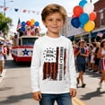 thumbnail image 2 of Bainana Boys Long Sleeve Graphic Tees With 250 Years USA Flag Prints Comfortable Casual Crewneck Sweatshirt For Children Youth Stylish Top 3-14 Years, 2 of 4