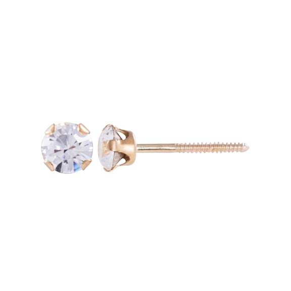 Brilliance Fine Jewelry CZ Round Stud Earrings, 14K, Yellow Gold, 2.50 in