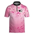 thumbnail image 2 of Floral Pink Ribbon Bowling Jersey 3D Bowling Polo Bowling Shirt for Team, 2 of 5