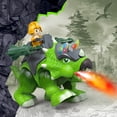 thumbnail image 5 of > 3-in-1 Walking Triceratops Dinosaur Toy for Boys 3-8, Electric Robot Dino with Realistic Mist Spray & Colorful LED Glowing Horns, Interactive Battle Dinosaur with Action Figure & Missile Launchers,, 5 of 5