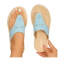 thumbnail image 5 of enyan Black Flip Flops for Women Women's Memory Foam Comfortable Flat Thong Sandals Dressy Summer Beach Leather Slide Flip Flops,Sky Blue,Size 9.5, 5 of 5