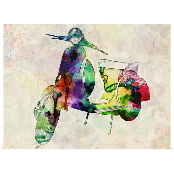 Great BIG Canvas | Rolled Michael Tompsett Poster Print entitled Vespa Scooter Urban Art