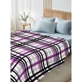 thumbnail image 4 of King Size Flat Sheet Only, Purple Black Plaid Soft Brushed Microfiber Bed Sheets, Farmhouse Purple Black Checkered Hotel Quality Breathable Bedding Top Sheet, Easy Care, 105"x98", 4 of 9