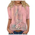 thumbnail image 1 of TSADFHJI Chemise Noire à Manches Longues pour Femmes Lot de 3 Hauts Adaptés Col Rond Manches Mi-Longues Blouse Imprimée TTG, 1 of 4