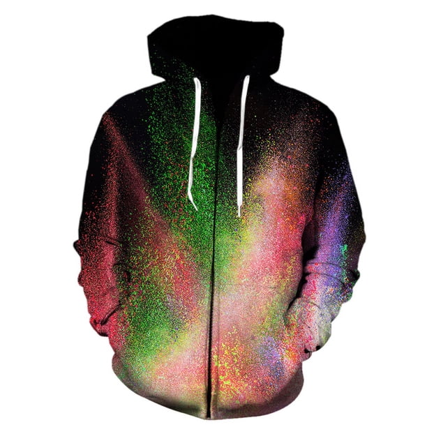 Sudadera con capucha de humo colorido para hombre y mujer, ropa Harajuku con cremallera 3D, sudadera con capucha, estampado colorido de calle, tendencia Hip Hop, talla 4xl, talla grande