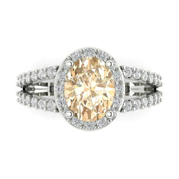 Clara Pucci 14K White Gold 2.6ct Morganite Solitaire with Accents Ring