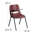 thumbnail image 6 of Flash Furniture Burgundy Ergonomic Shell Chair with Right Handed Flip-Up Tablet Arm, 6 of 12