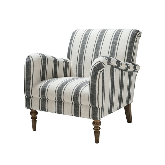 Stripe Upholstered Accent Chair, Tina's Home Wood Leg Armchair Living Room Bedroom Adult, Black Stripe