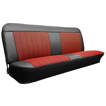Brothers Trucks UP66H00BLKRED Houndstooth Seat Cover - Bench - Black Vinyl/Red