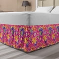 thumbnail image 1 of Floral Bed Skirt, Rhythmic 90's Style Simplistic Retro Flair Drawn Colorful Arrangement, Elastic Bedskirt Dust Ruffle Wrap Around for Bedding Decor, 4 Sizes, Hot Pink and Multicolor, by Ambesonne, 1 of 2