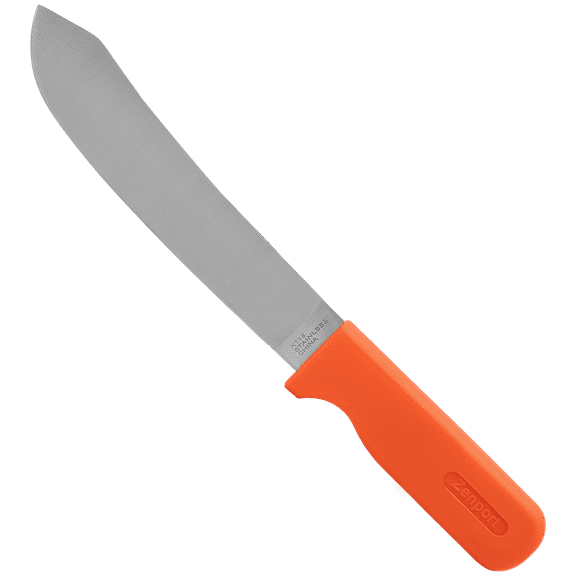 Zenport K118 Butcher Style Crop Harvest Knife, 7.75 Inch Stainless Steel Blade, Orange