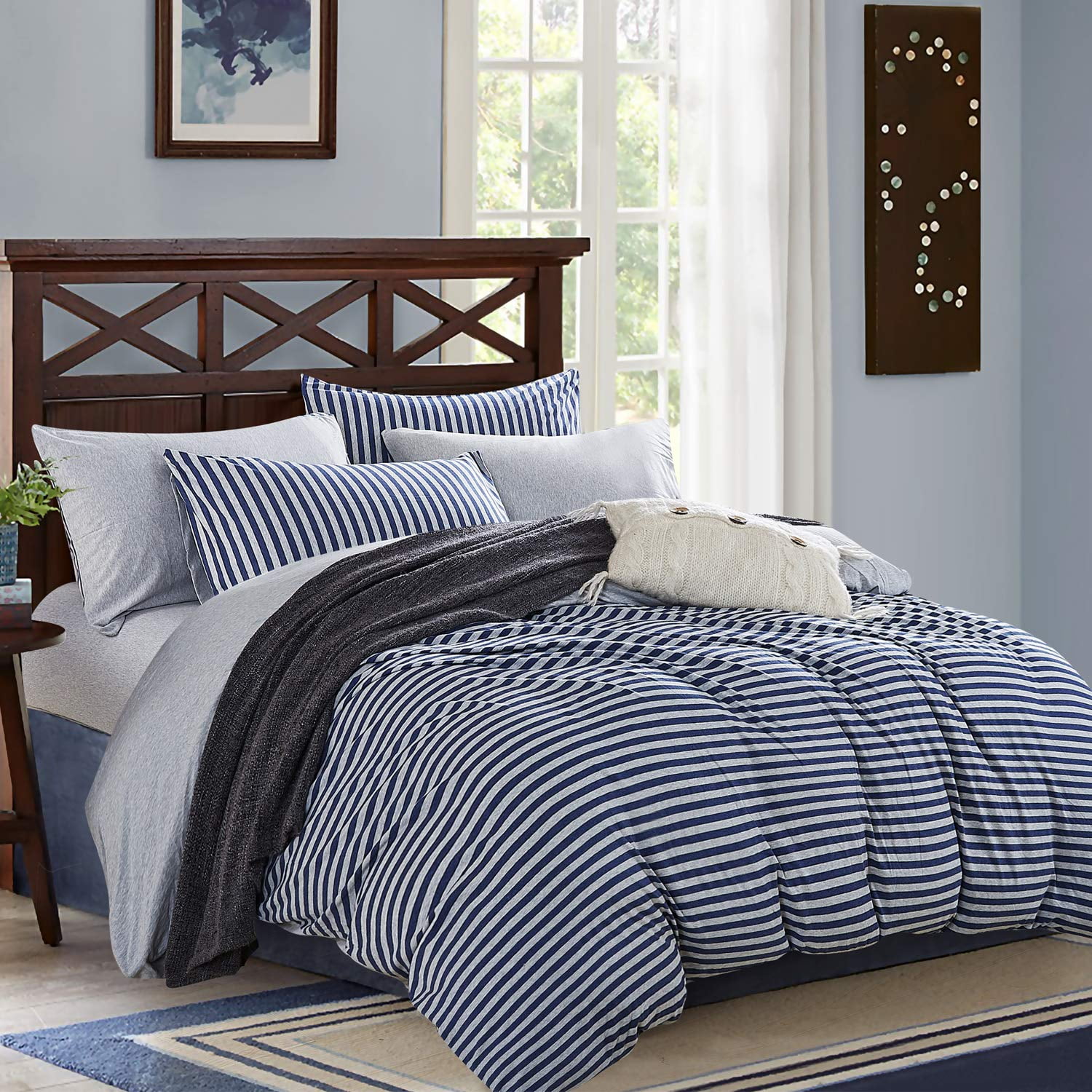Pure Era Duvet Cover Set Ultra Soft Heather Jersey Knit Cotton