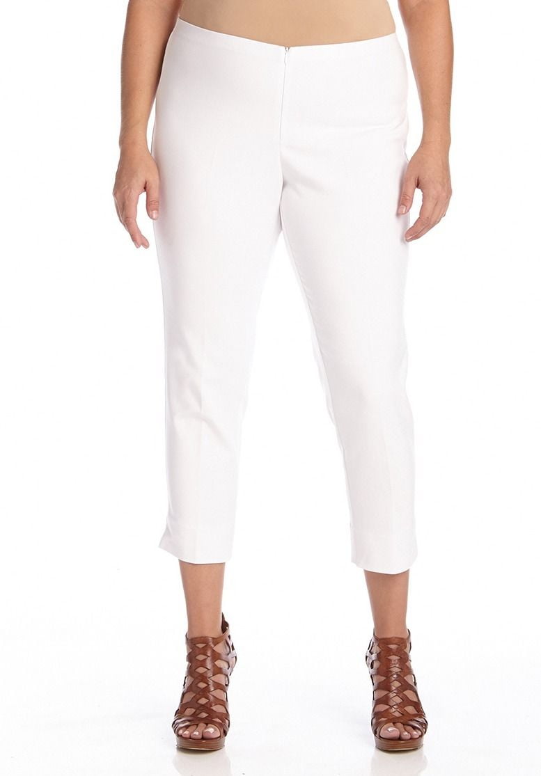 plus size white ankle pants