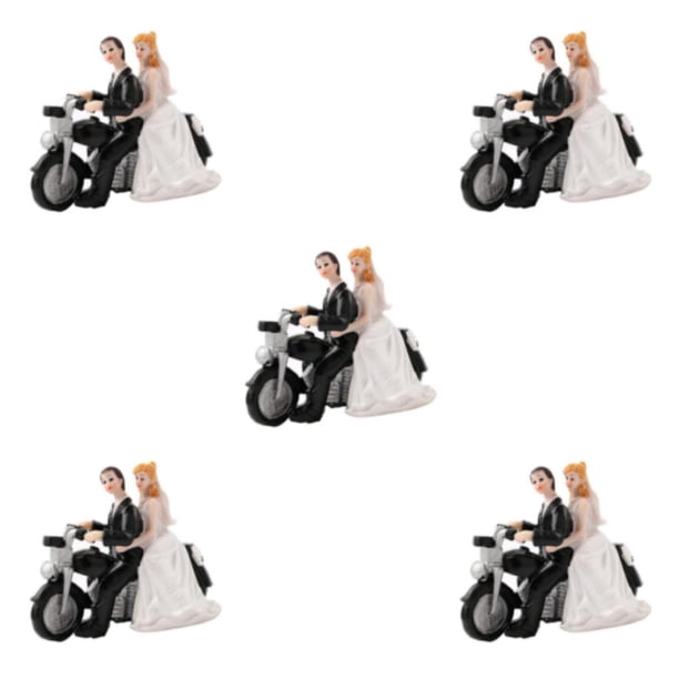 Wosthever Boda novia novio pareja motocicleta resina estatuilla pastel decoración Type2 NO2