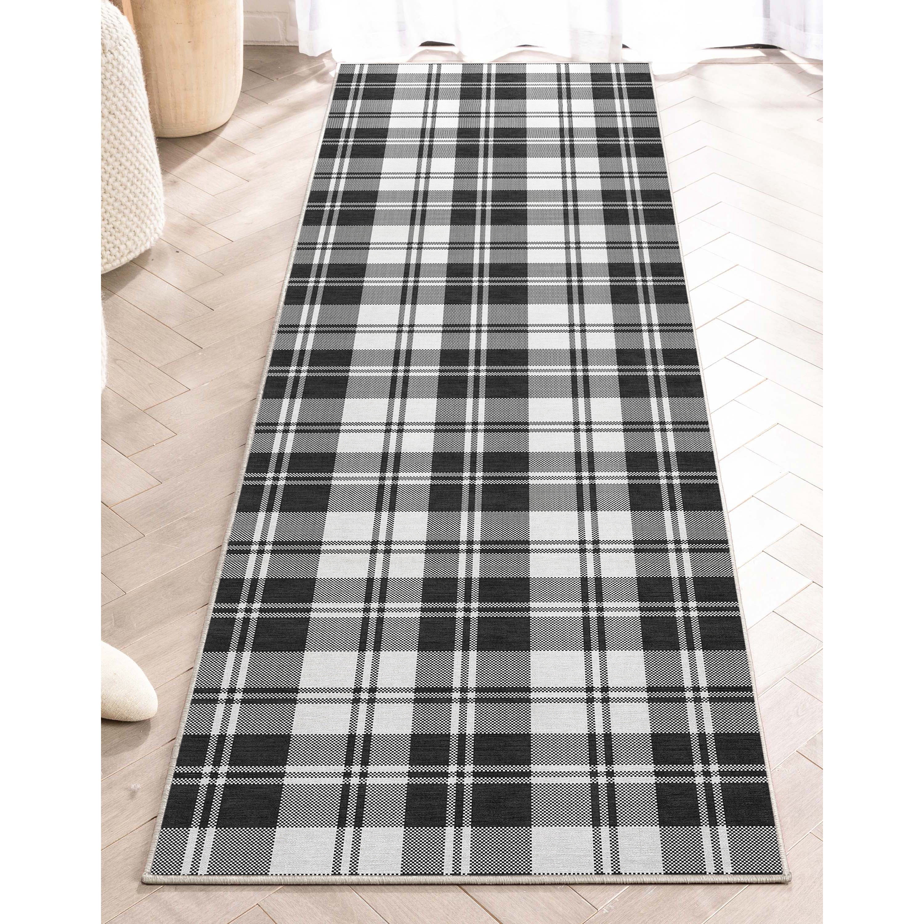 Well Woven Apollo Flatwoven Plaid Black 2' x 5' Runner Rug