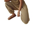 thumbnail image 2 of Cenuakty Women's Casual Knit Pants Elastic Waist Solid Color Harem Pants Lounge Trousers with Pockets, 2 of 6