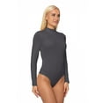 thumbnail image 3 of Women's Long Sleeve Mock Neck Jumpsuit Bodysuit, M, Grey, by Ambesonne, 3 of 4