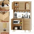 thumbnail image 6 of Rovaurx 70.9" Kitchen Pantry Cabinet with Microwave Shelf, Rattan Freestanding Storage Cabinet with Charging Station, Sideboard Buffet Cabinet with Drawers and Doors, Natural KBG002ME, 6 of 7