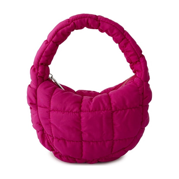 Bolsos Hombro Acolchados para Mujer Cloud Mini Bag Bolso Cross Bag Tote (Rose Red)